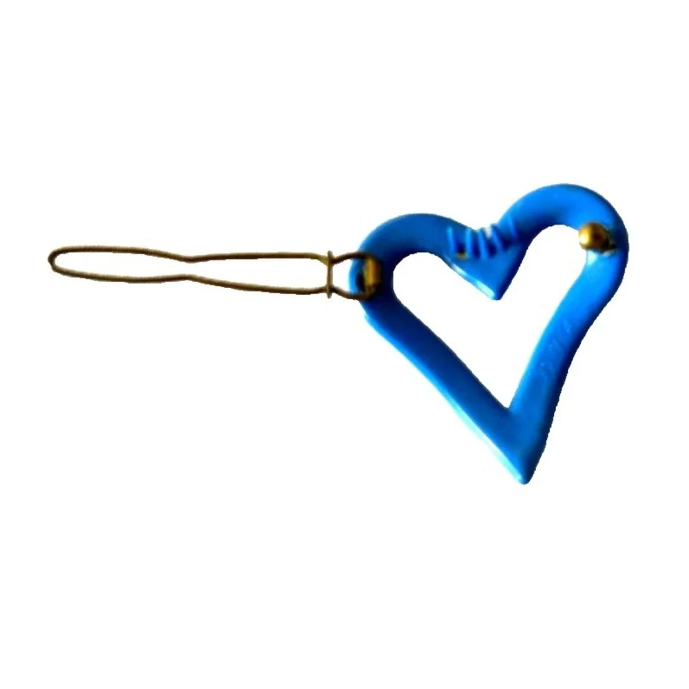 Vintage France Blue Heart Hair Clip 1970s Plastic Cutout Retro Barrette Signed